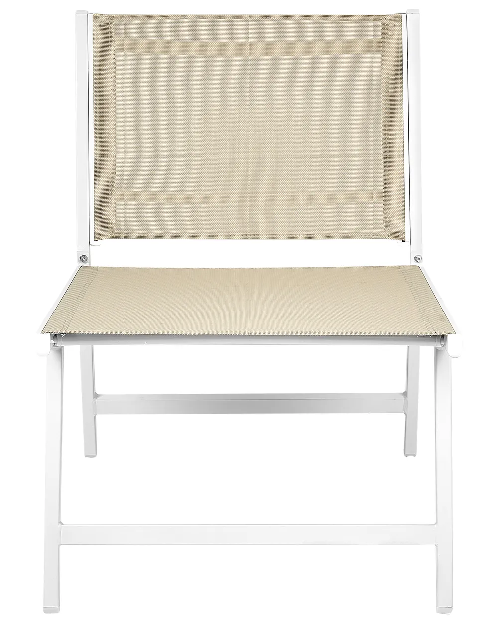Set of 2 Garden Chairs MARCEDDI with Footstool Metal White/ Beige_928419