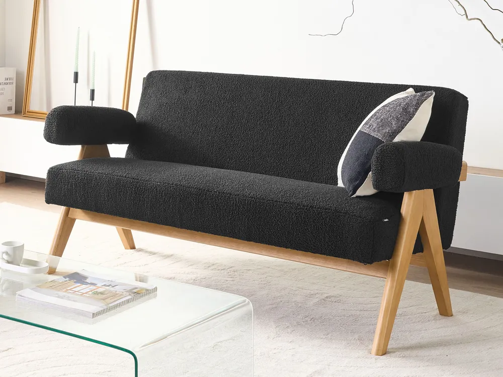 Sofa 2 Seater TAMRE Boucle Black/ Light Brown