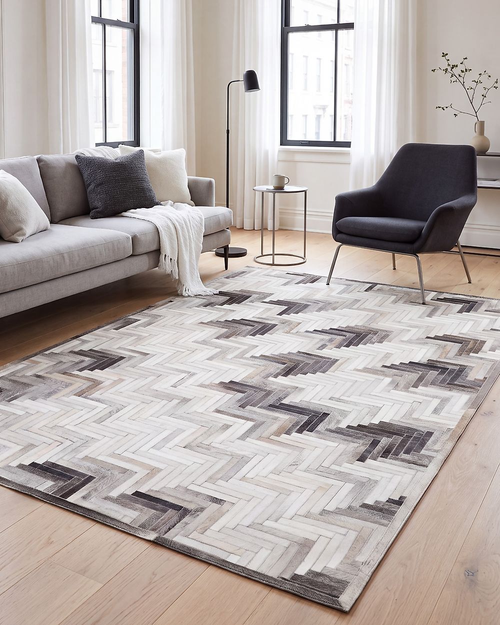 Rug ARSUZ Grey 140 x 200 cm Leather
