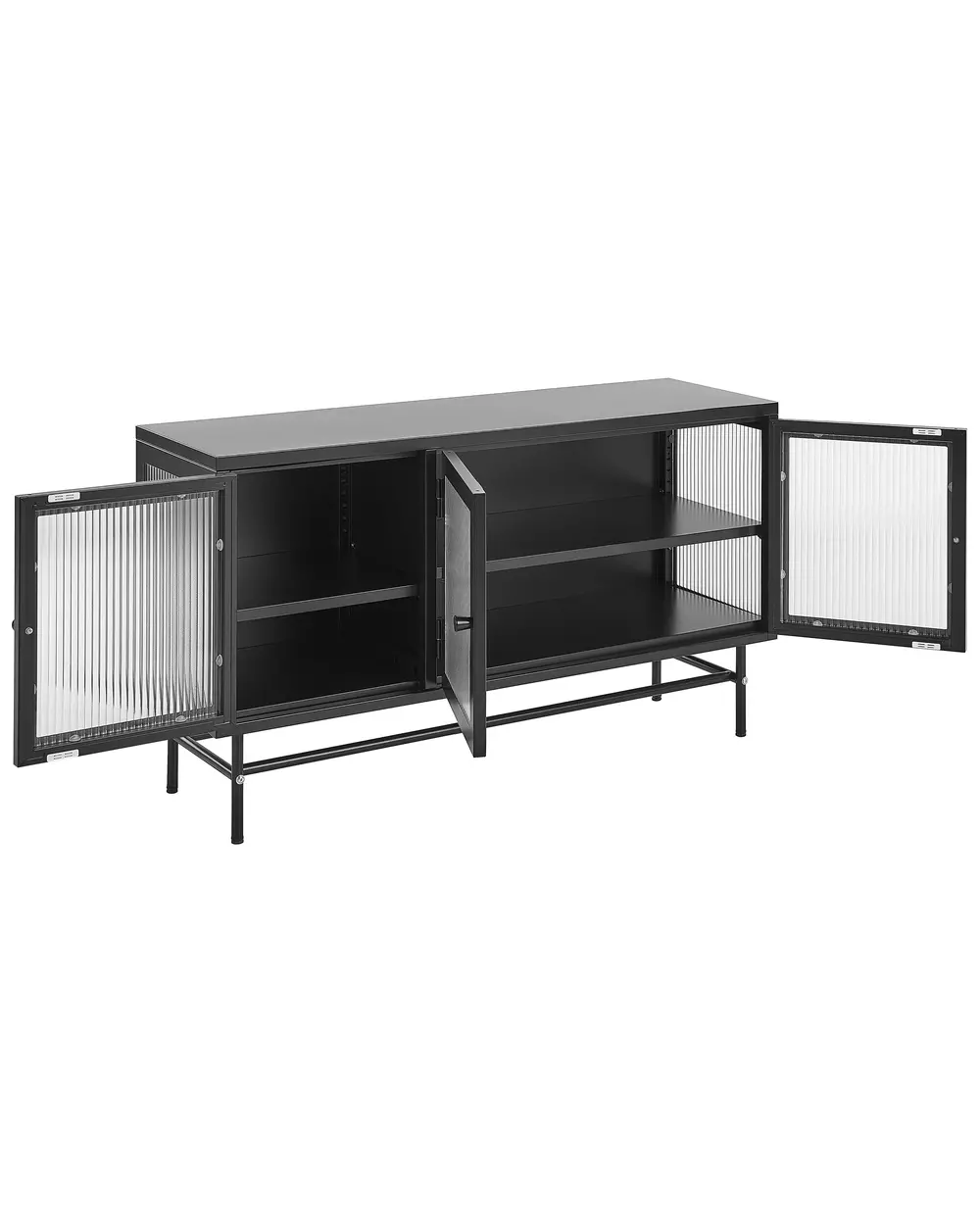 Vitrinskänk i glas DEVON 115 cm Metall Svart_830326