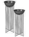 Set of 2 Elevated Plant Pots FICARIA 22 cm Metal Black