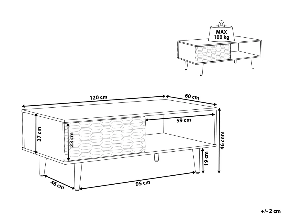 Coffee Table SWANSEA with Storage Light Brown_722644