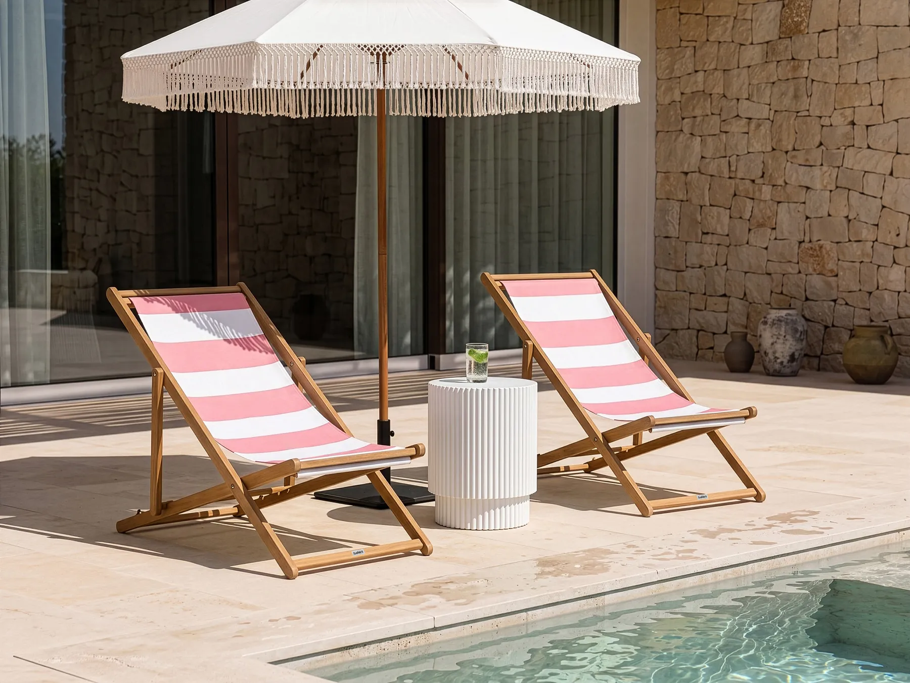 Set of 2 Sun Lounger Replacement Fabrics ANZIO/AVELLINO 113 x 44 cm Red_1073763