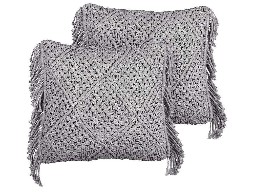 Set med 2 prydnadskuddar BESHAM 45 x 45 cm Bomull Grå Geometriskt tryck