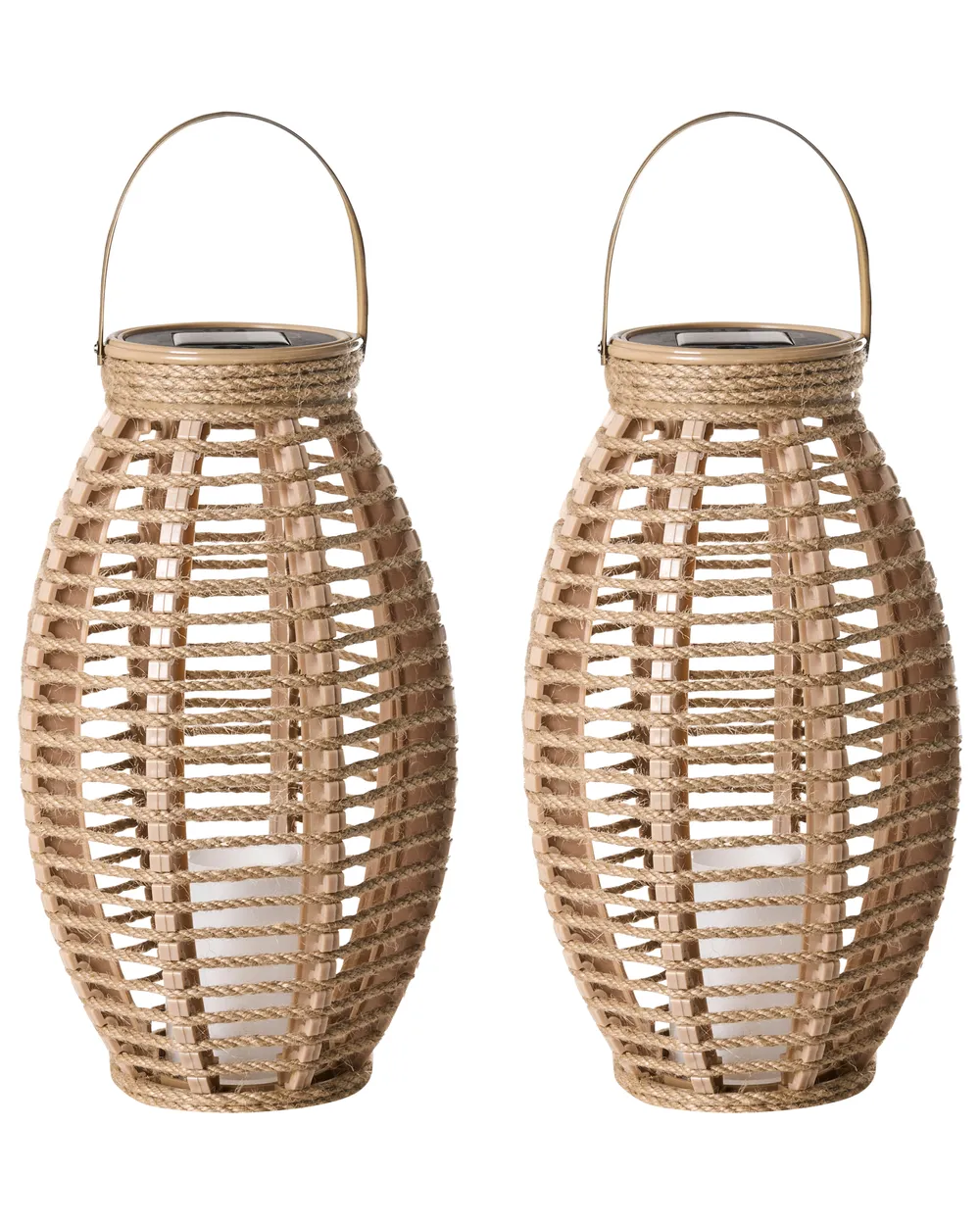 Set of 2 Solar Powered Lanterns SHANGANI 40 cm Natural
