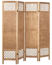 Rumsavdelare med 4 paneler CERTOSA 163 cm 170 cm Ljusbrun_874042