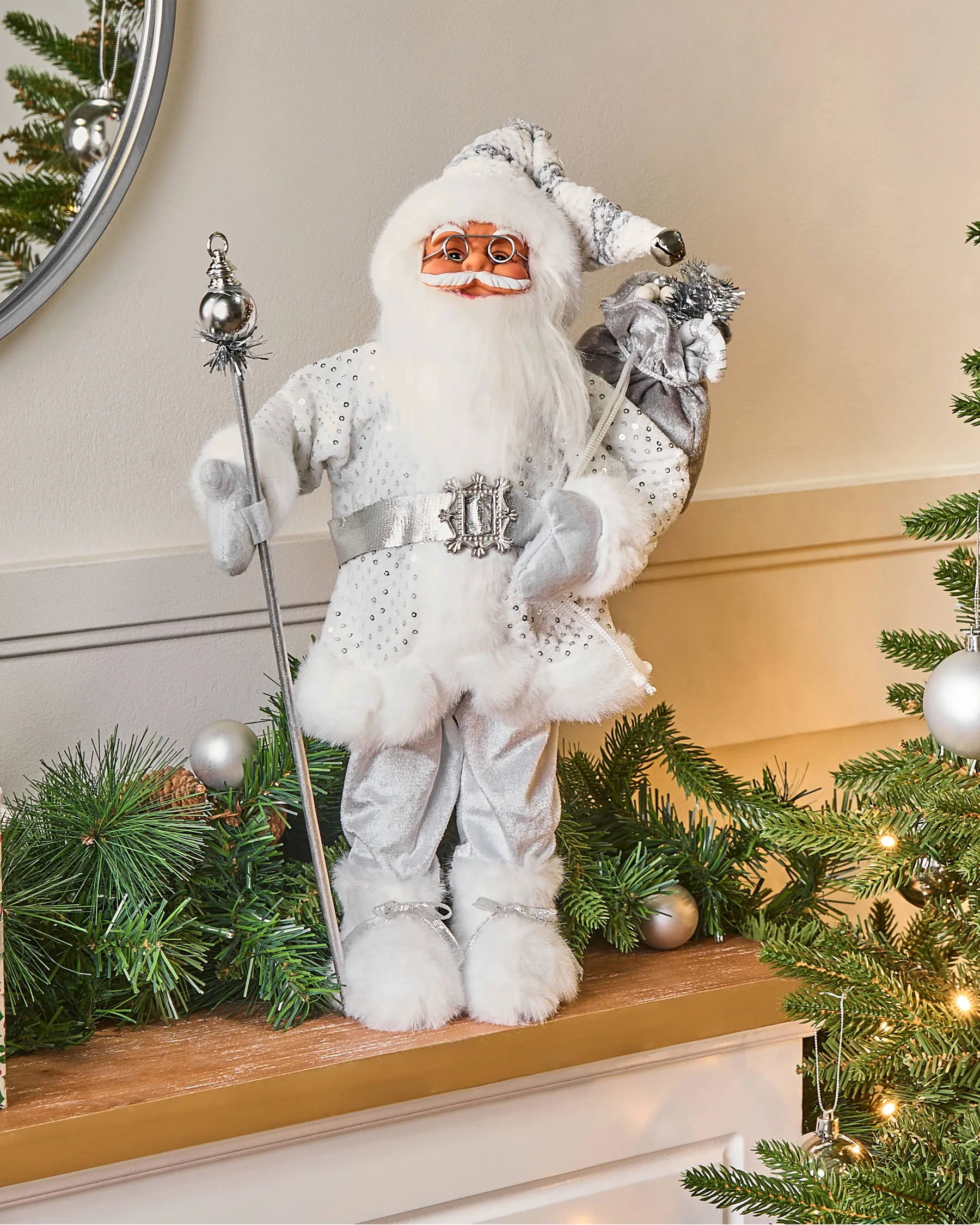 Christmas Decoration NELAUG 48 cm Santa Claus Silver_1021940