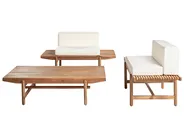 Garden Lounge Set with Table 2 Seater GIAVENO Acacia Wood Off-White_958670