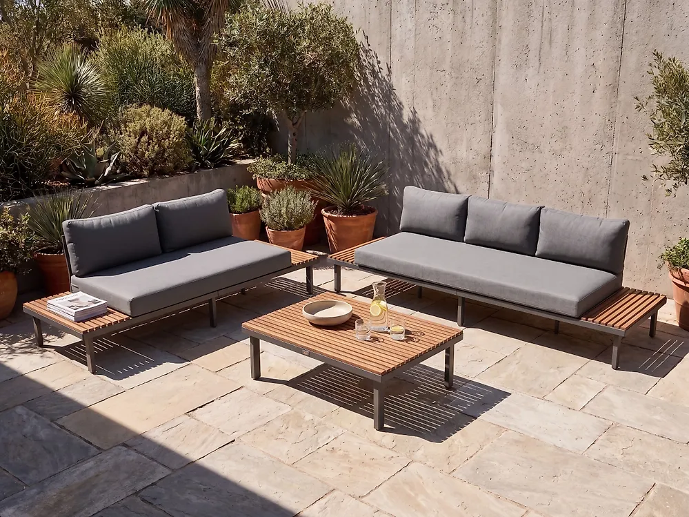 Garden Sofa 3 Seater FIVIZZANO Acacia Wood Dark Grey_1159325