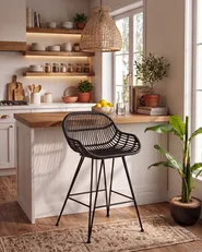 Set of 2 Bar Chairs TERRELL Rattan Black_1086641