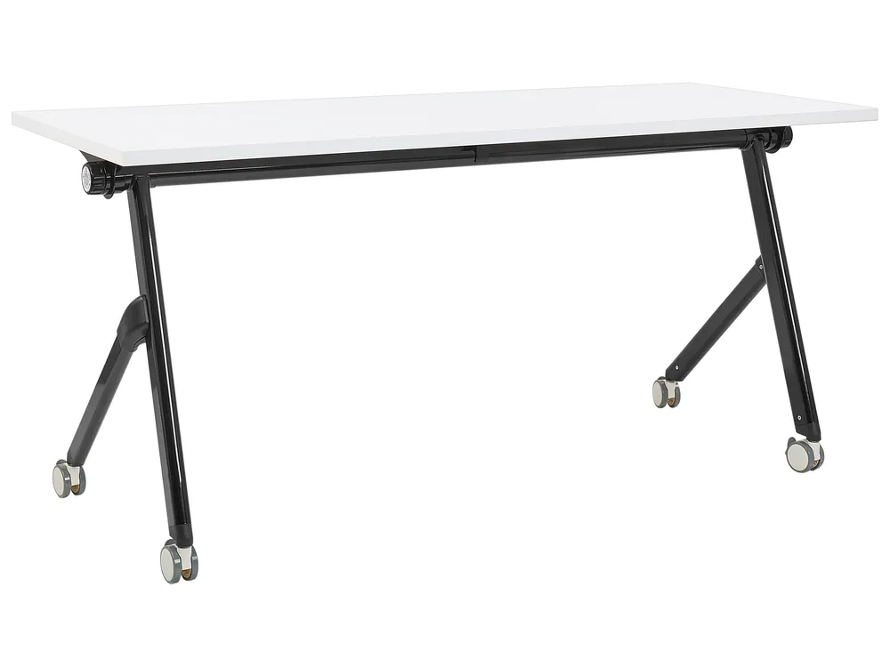 Foldable Office Desk BENDI 160 cm 60 cm with Wheels White