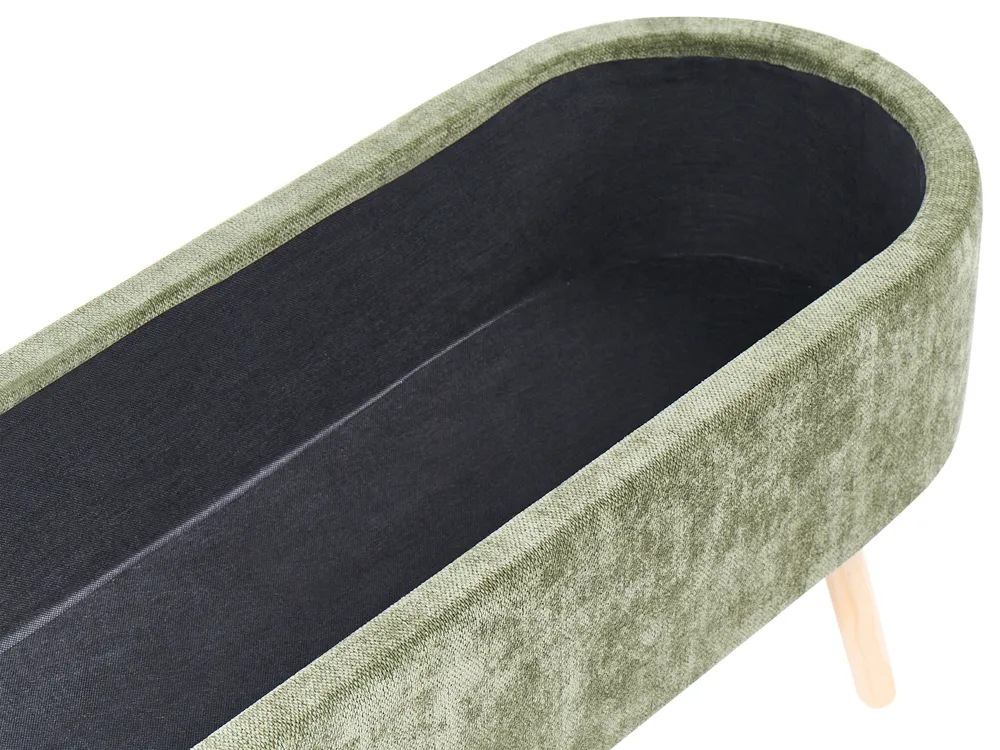 Klädd förvaringsbänk OKLAHOMA Chenille Grön_1055155