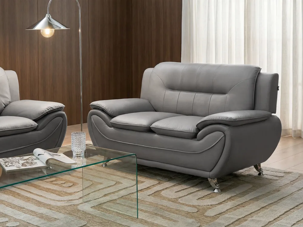 Sofa 2 Seater LEIRA Faux Leather Grey