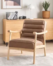 Armchair LEKNES Faux Leather Brown_927203
