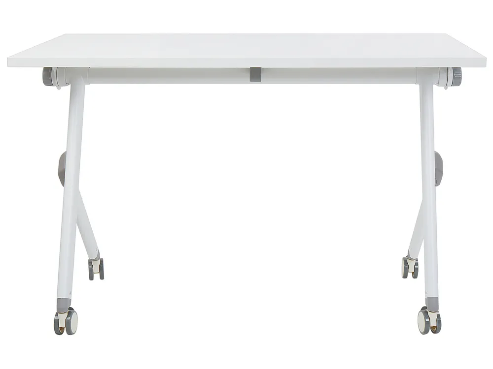 Foldable Office Desk BENDI 120 cm 60 cm with Wheels White_922189