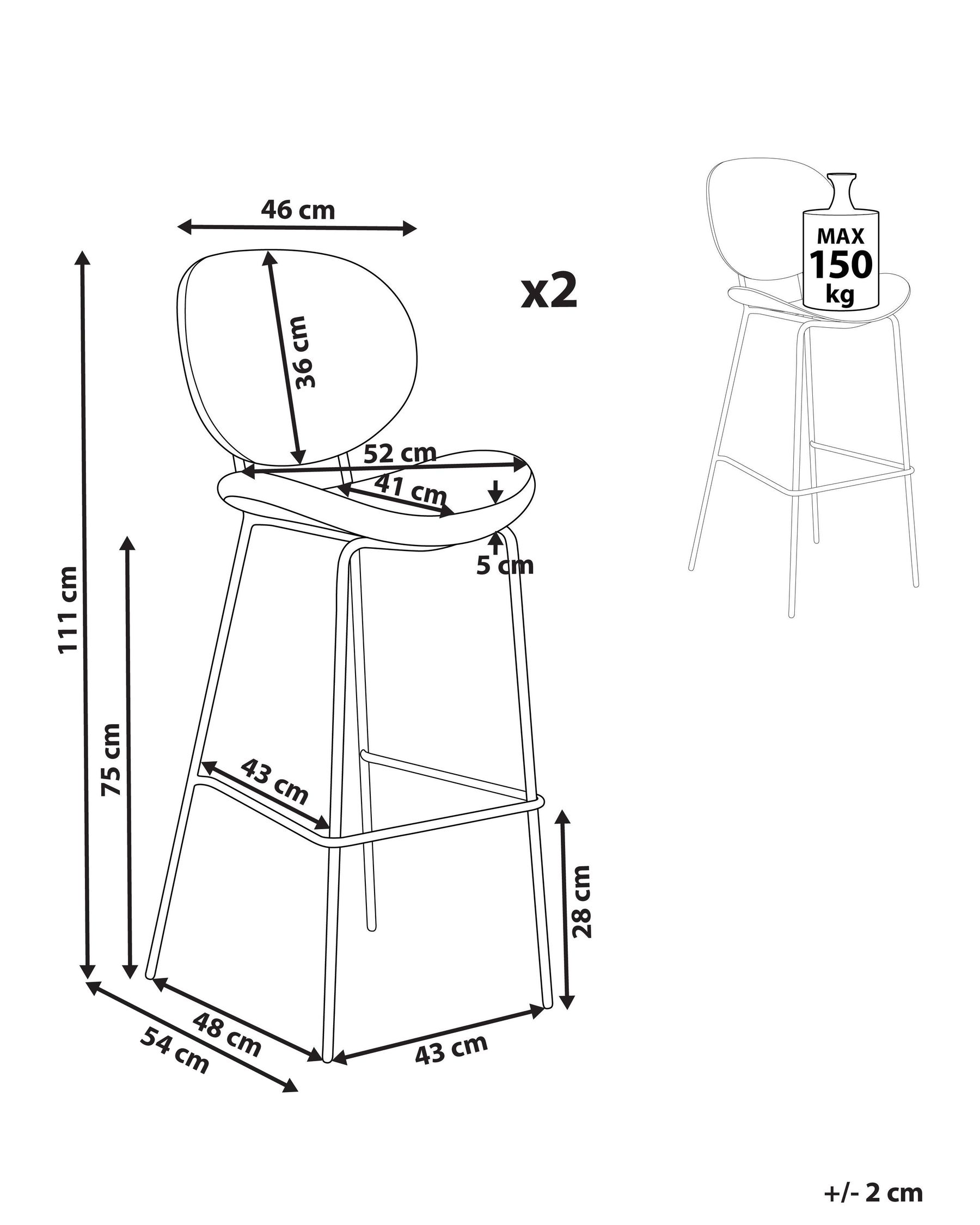Set of 2 Bar Chairs LUANA Boucle White_1026936