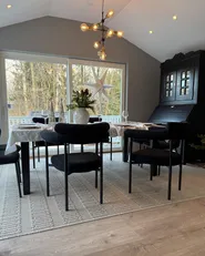 Set of 2 Dining Chairs LYNEY Fabric Black_1039434