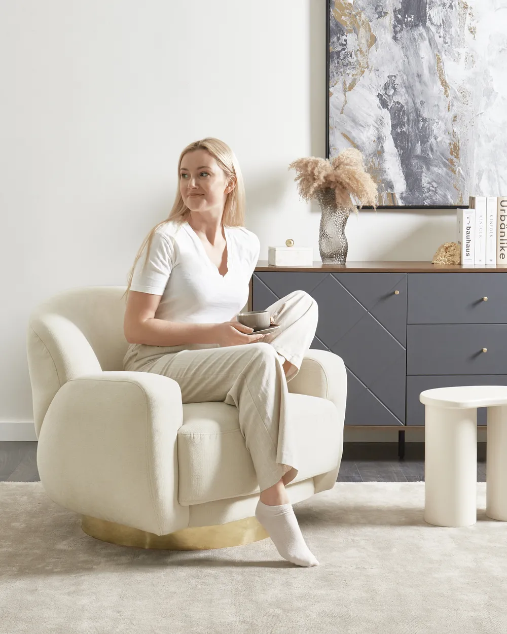 Nojatuoli LEJRE Kangas Vaaleanbeige_957521