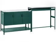 2 Piece Outdoor Kitchen Set with Bar Table MAENZA Green Metal_1045185