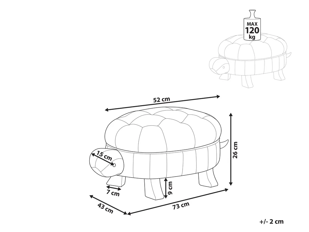 Eläinjakkara TURTLE Kilpikonna Keinonahka Tummanvihreä_783663