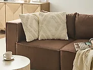 Set of 2 Decorative Cushions CATALPA 45 x 45 cm Cotton White Geometric Pattern_1184528