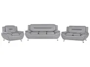 Living Room Set 6 Seater LEIRA Faux Leather Grey_1058664