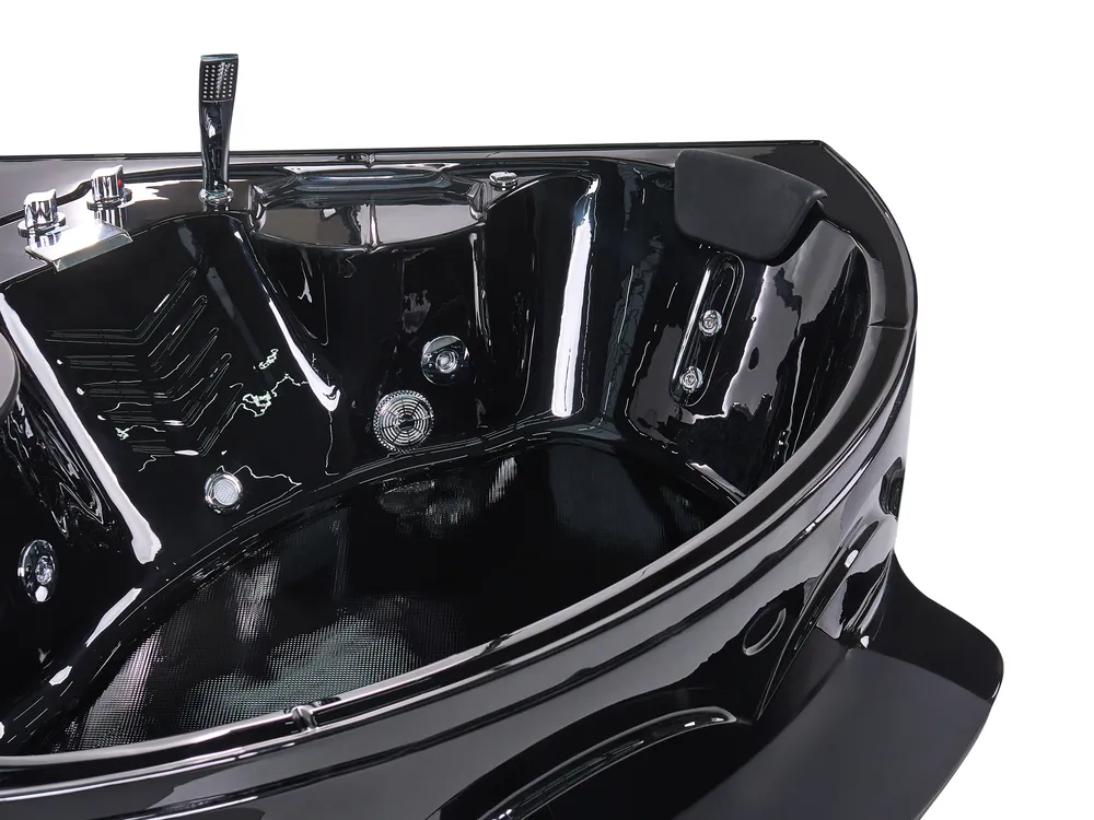 Corner Hot Tub with LED CUYABENO 2110 x 1500 mm Black_1033712