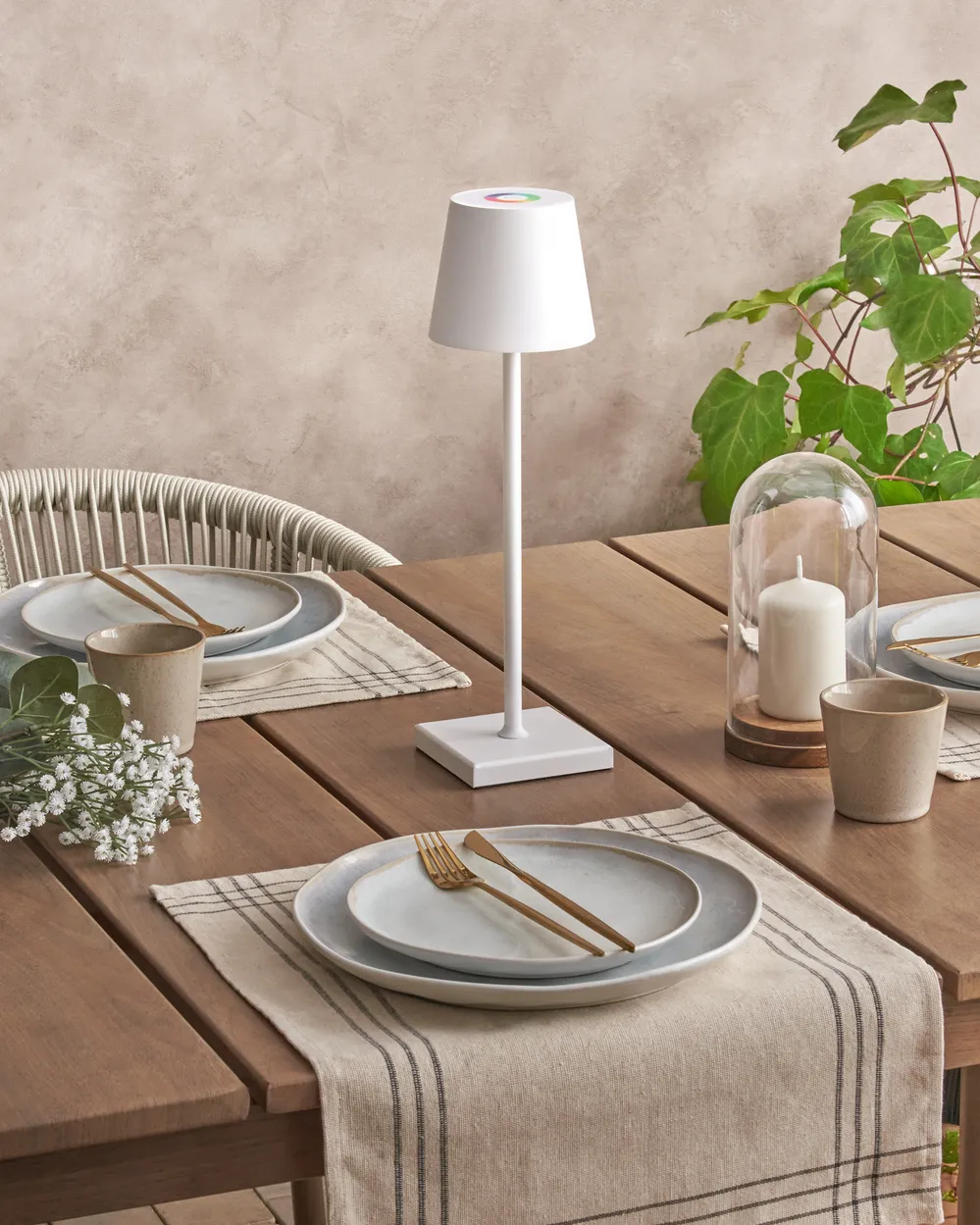 Wireless LED Table Lamp VALIRA with Dimmer Metal White_940491
