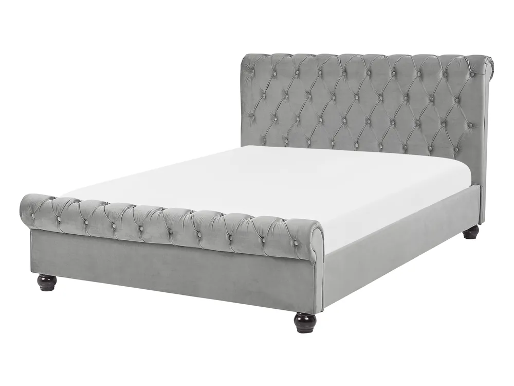 Bed Velvet AVALLON 140 x 200 cm (EU Double) Grey