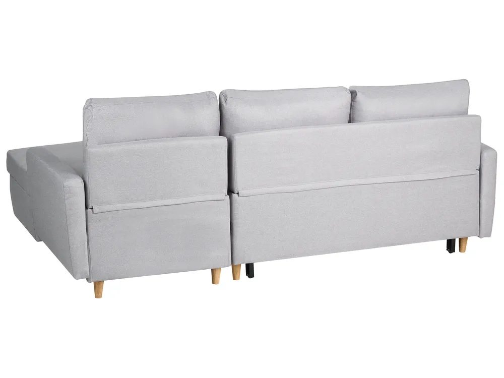 Corner Sofa Bed 4 Seater FLAKK with Storage Fabric Light Grey Left Hand_745722