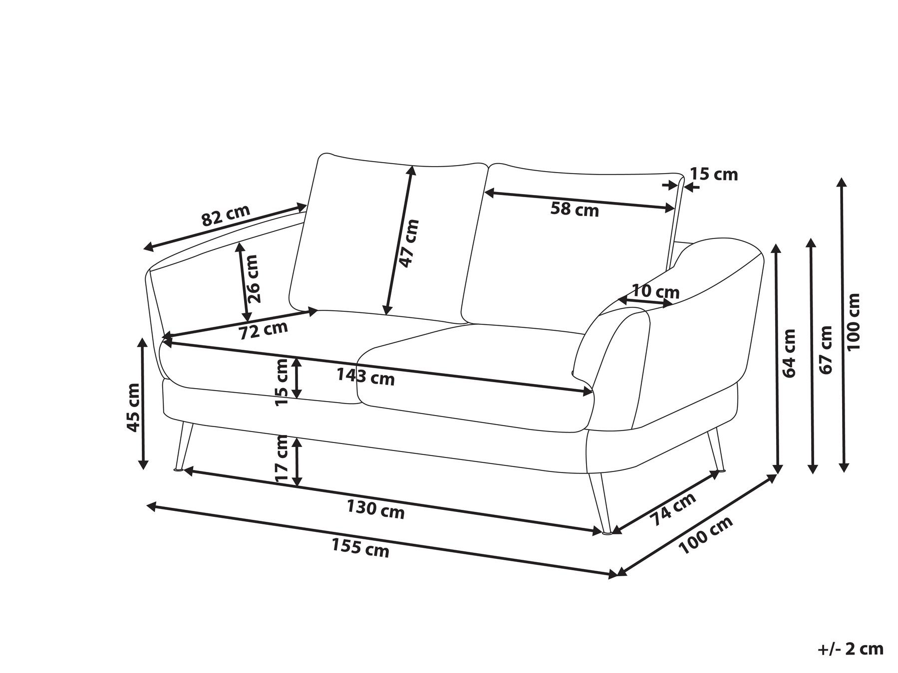 Sohva 2-istuttava KJAER Chenille Ruskeanharmaa_1006910