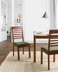 Set of 2 Dining Chairs ORTLEY Wood Dark Brown/ Green_1010667