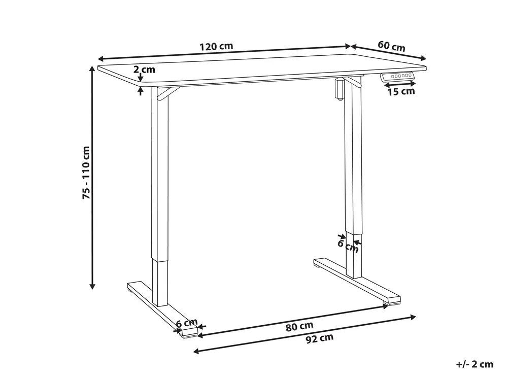 Työpöytä sähkösäädettävä TAVARES 120 cm 60 cm Valkoinen_975816