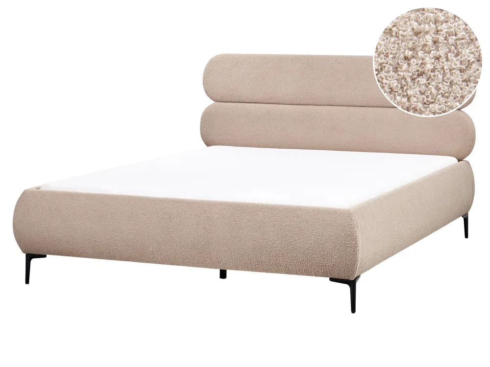 Seng Bouclé LESSAY 160 x 200 cm Gråbrun