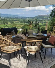 Garden Dining Set 6 Seater ALIANO with Cushions PE Rattan Pastel Pink_978383