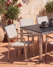 Set of 4 Garden Chairs GROSSETO Stainless Steel Beige_818406