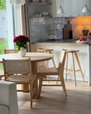 Set med 2 matstolar OZELLA Trä Ljusbrun/ Beige_1018282