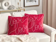 Set of 2 Decorative Cushions SIDERASIS 45 x 45 cm Velvet Red Text_892865