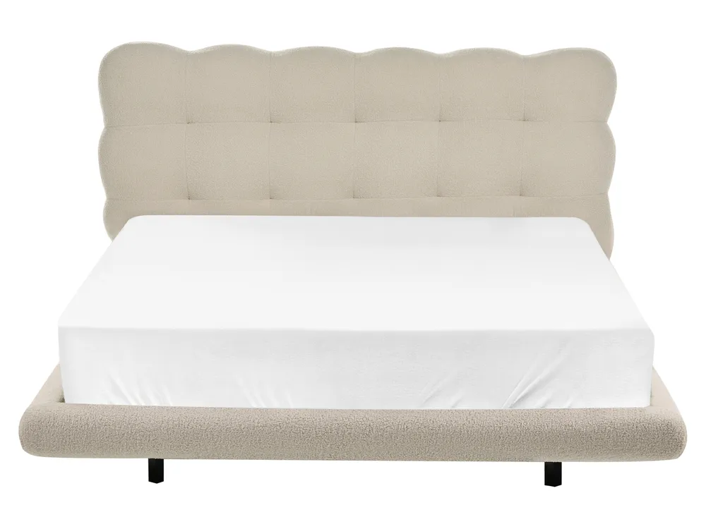 Bed Boucle SOULISSE 160 x 200 cm (EU King Size) Beige_1129711