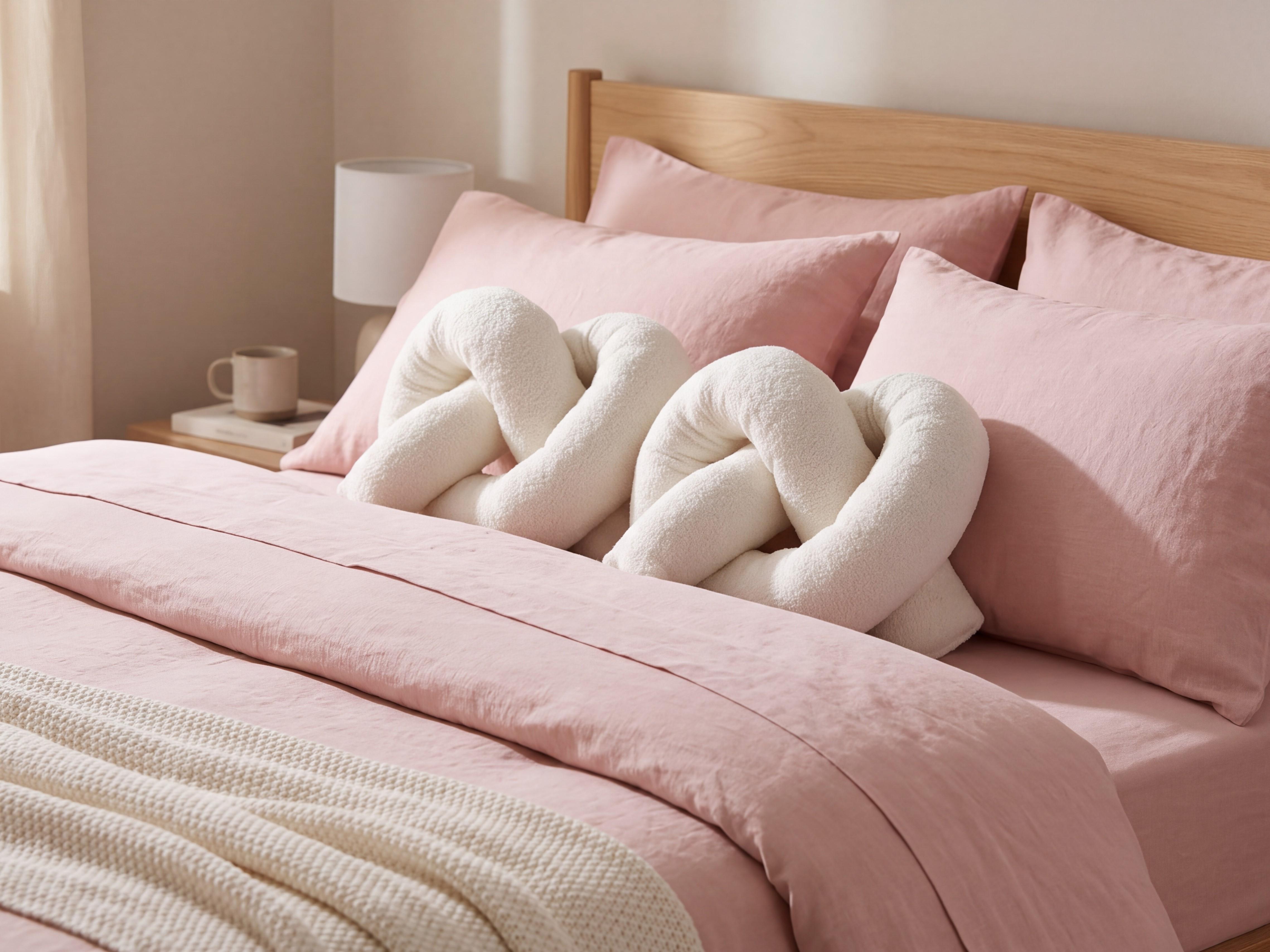 Set med 2 prydnadskuddar GLADIOLUS 172 x 14 cm Bouclé Off-White Monokromt