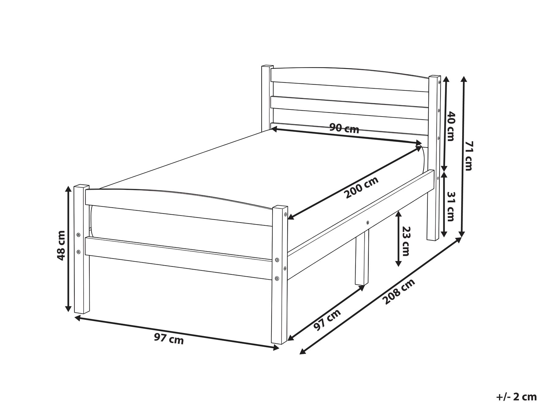 Bed Pine Wood ECHALLON 90 x 200 cm (EU Single) Light Brown_1113356