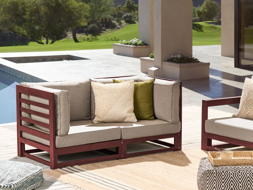 Garden Sofa 2 Seater TRANI Modular Acacia Wood Dark Red