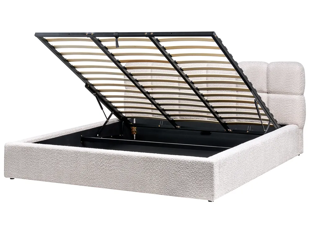 Ottoman Bed BASTON Boucle Light Beige 180 x 200 cm (EU Super King)_997012