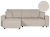 Corner Sofa Bed 3 Seater ABACKA Corduroy Beige Right Hand