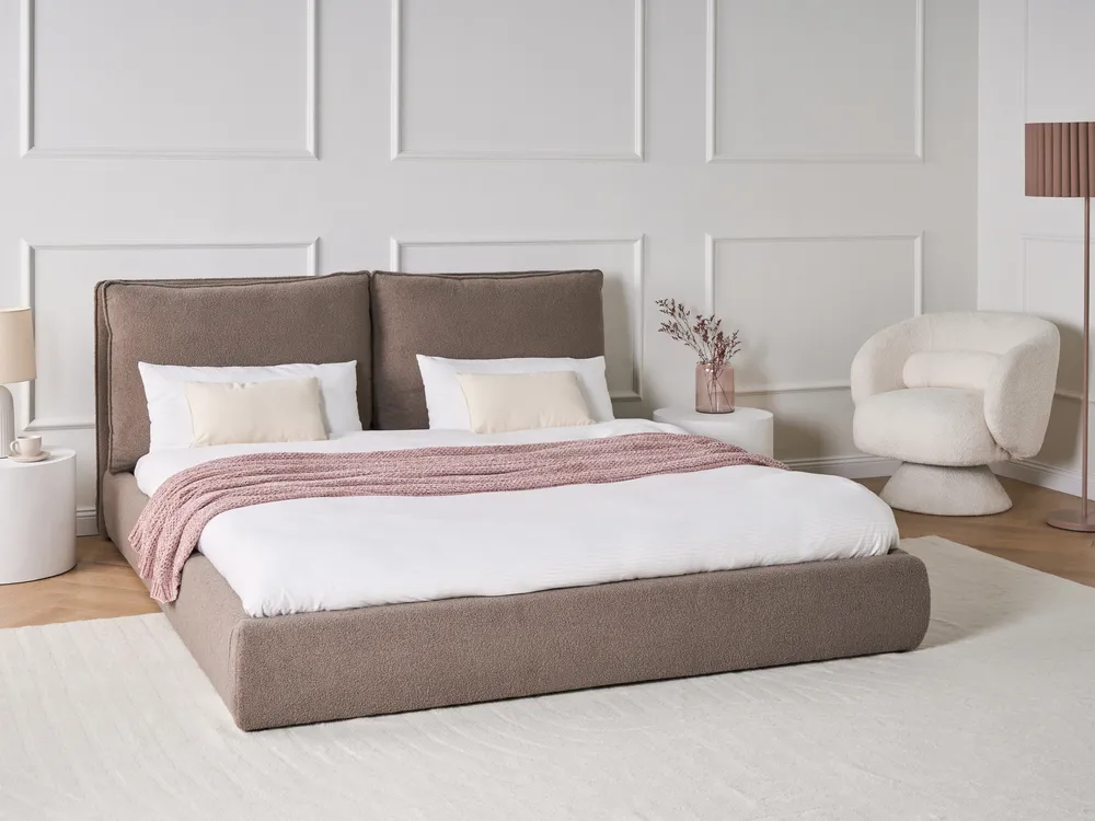 Bed Boucle BAJONNA 180 x 200 cm (EU Super King) Brown