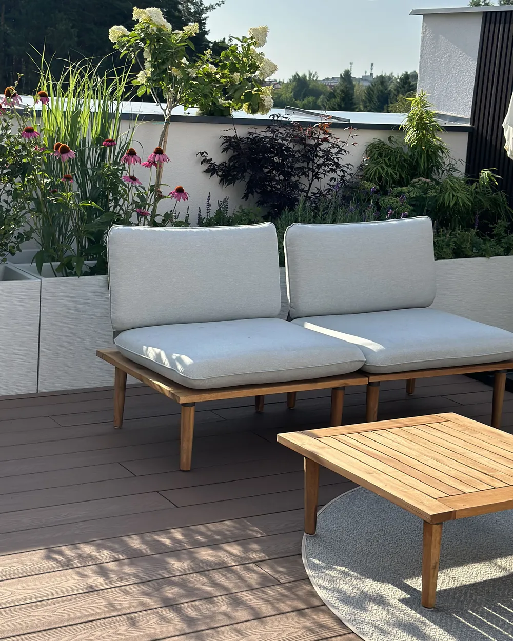 Garden Lounge Set with Table 2 Seater FRASCATI Modular Certified Acacia Wood Light Grey_926158