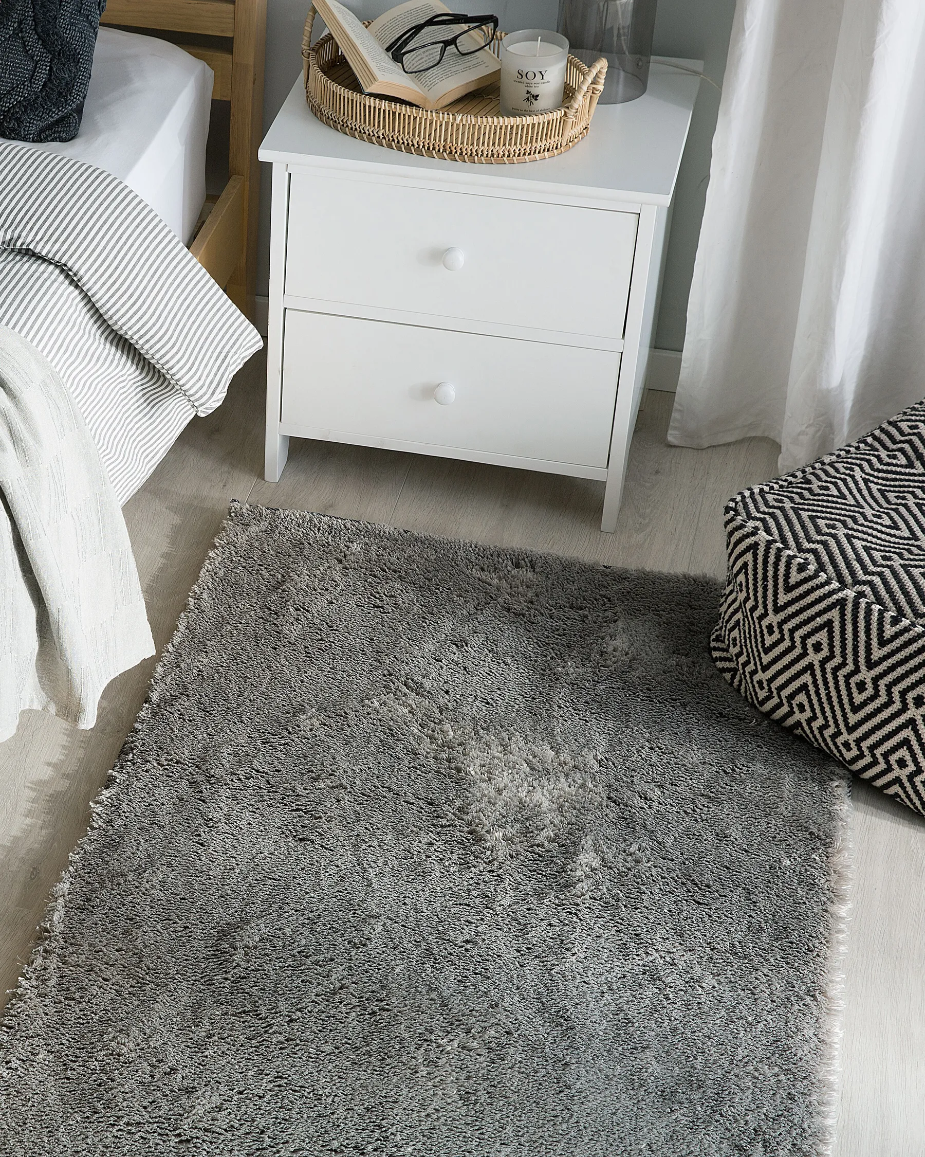 Shaggy Rug EVREN Light Grey 80 x 150 cm_758695