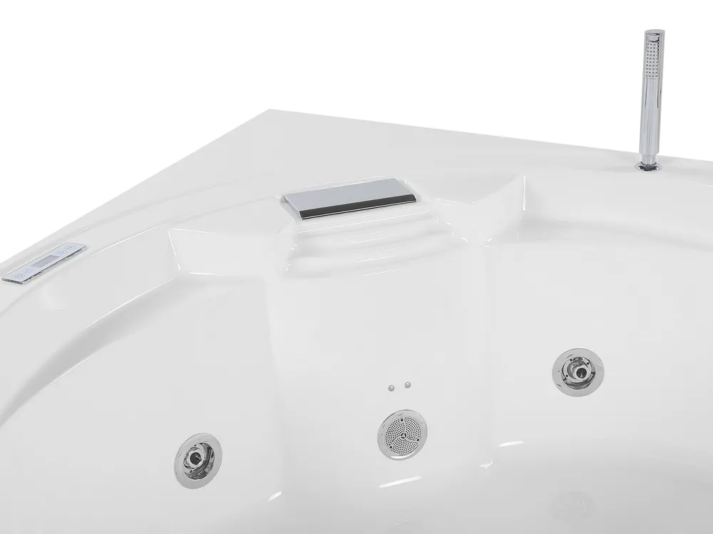 Corner Hot Tub with LED MILANO 1810 x 1500 mm with Built-In Bluetooth Speaker White_773619