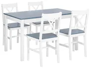 Dining Set MOANA Pine Wood White 4 Seater_781128