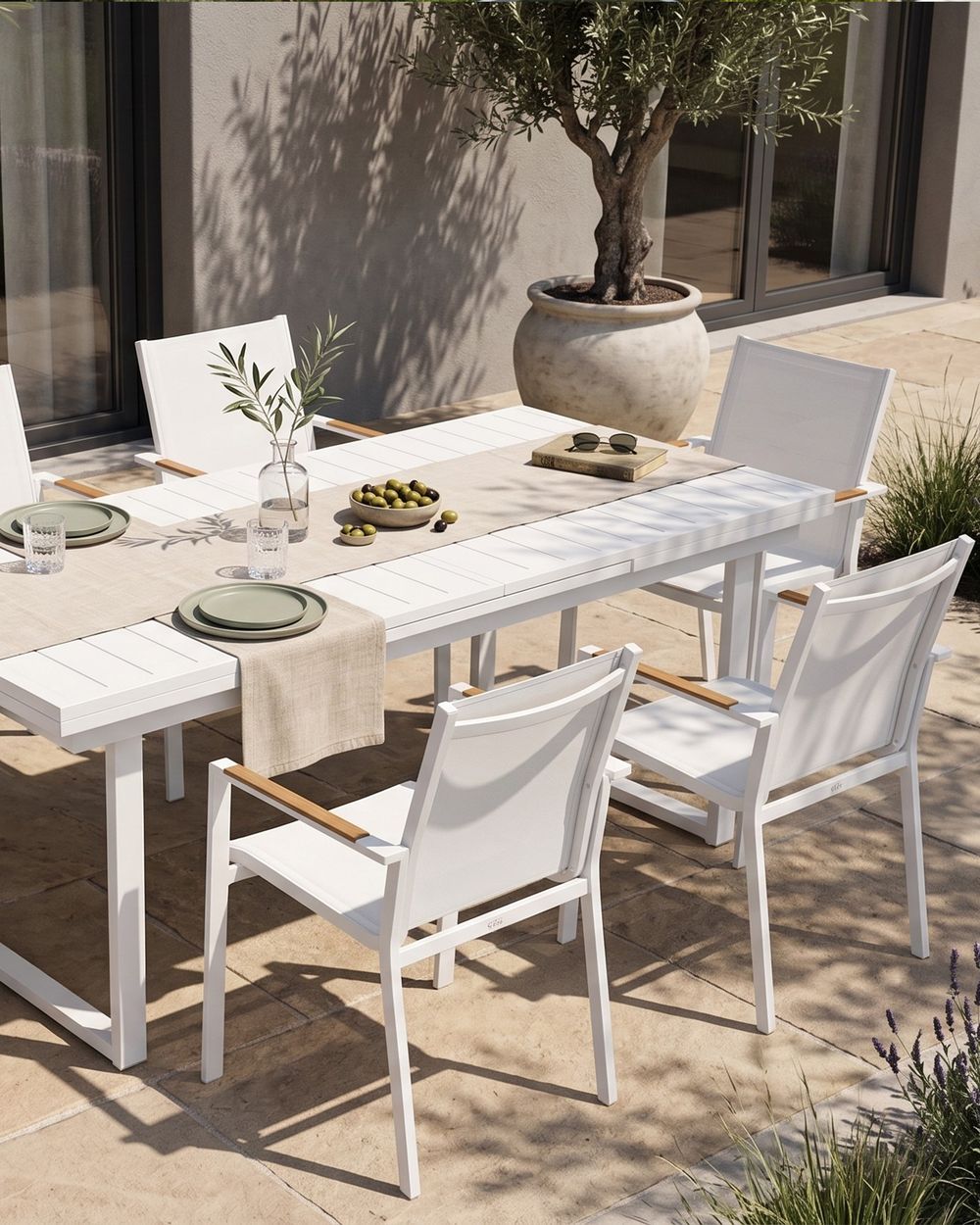 Set of 6 Garden Chairs BUSSETO Metal White